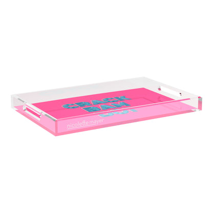 Mahjong Crack Bam Dot Hybiscus Powder  22.5x14.5 Acrylic Tray - nicolettemayer.com 