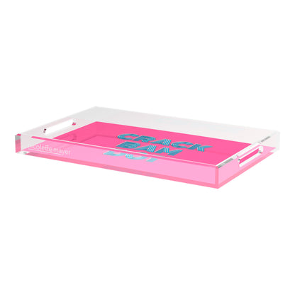 Mahjong Crack Bam Dot Hybiscus Powder  22.5x14.5 Acrylic Tray - nicolettemayer.com 