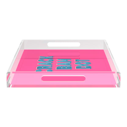 Mahjong Crack Bam Dot Hybiscus Powder  22.5x14.5 Acrylic Tray - nicolettemayer.com 