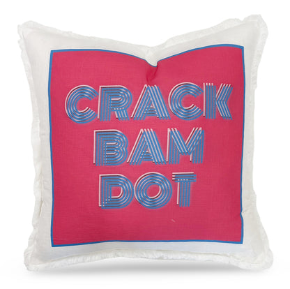 Crack Bam Dot Hybiscus Powder 22x22 White Fringe Pillow