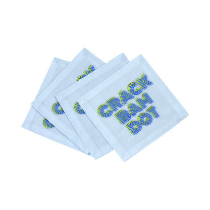 Crack Bam Dot Blues Celery Cotton Sateen Cocktail Napkins - nicolettemayer.com