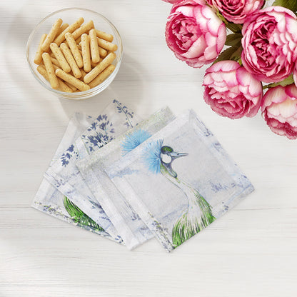Crested Crane Ice 6" Cocktail Napkins- nicolettemayer.com
