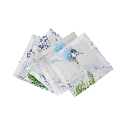 Crested Crane Ice 6" Cocktail Napkins- nicolettemayer.com
