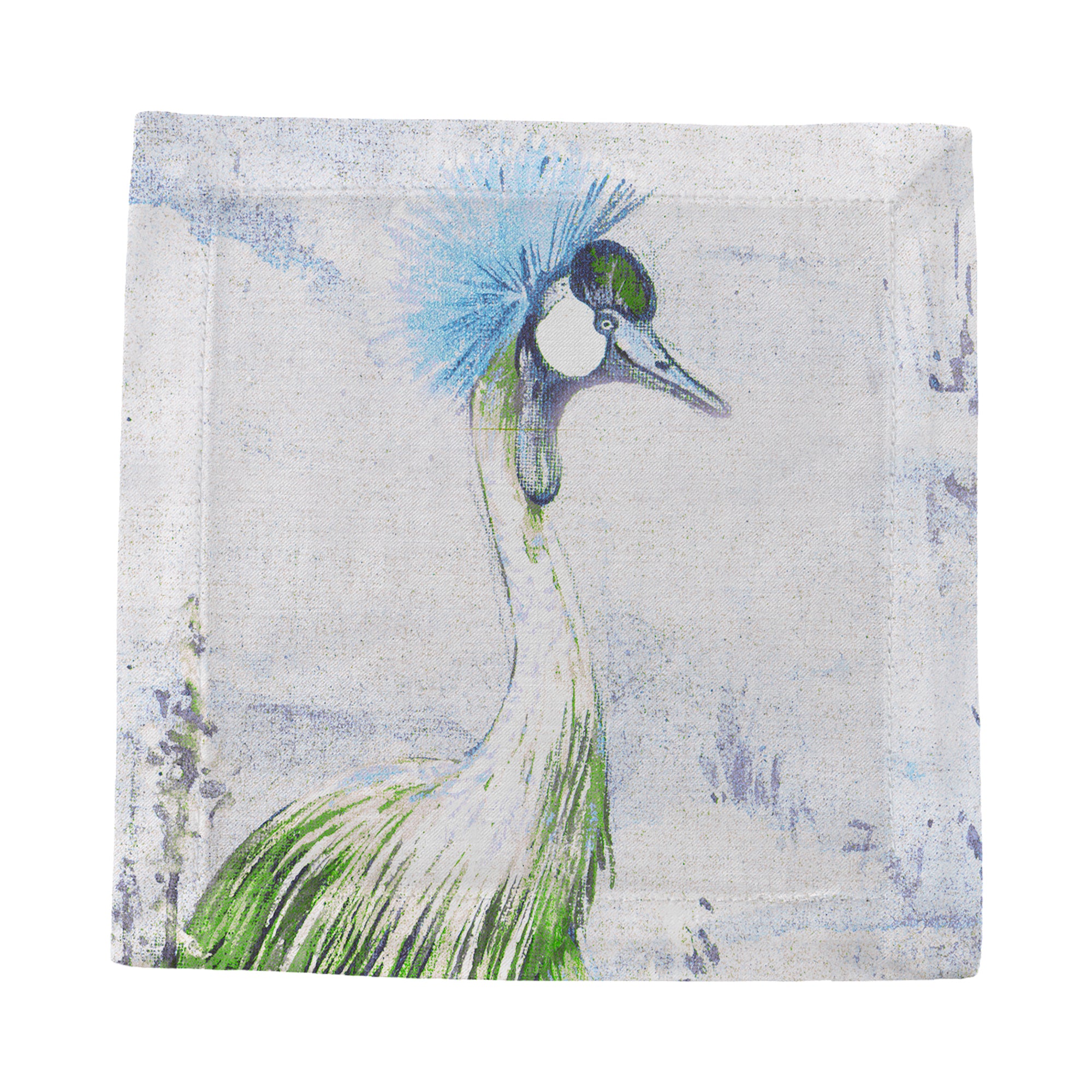 Crested Crane Ice 6" Cocktail Napkins- nicolettemayer.com
