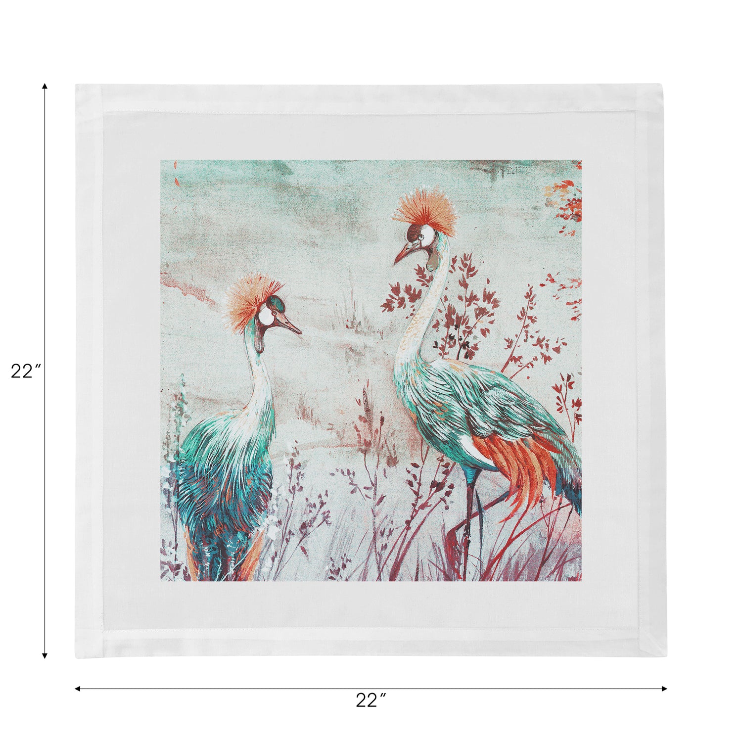 Crested Crane Turquoise Red Cotton Sateen Dinner Napkins - nicolettemayer.com