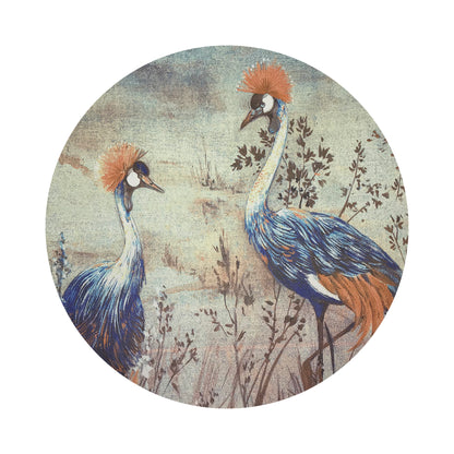 Crested Crane Burnt 16&quot; Round Pebble Placemats, Set of 4 - nicolettemayer.com
