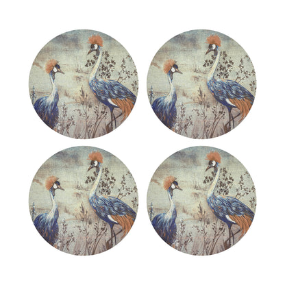 Crested Crane Burnt 16&quot; Round Pebble Placemats, Set of 4 - nicolettemayer.com
