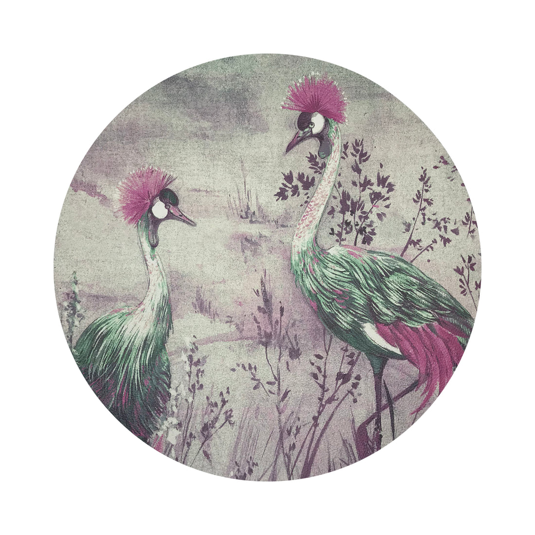 Crested Crane Canovas 16&quot; Round Pebble Placemat, Set Of 4 - nicolettemayer.com