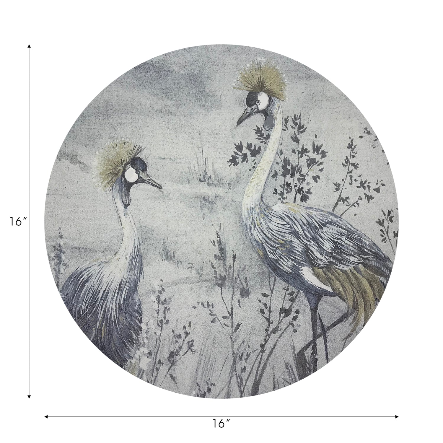 Crested Crane Silver Gold 16&quot; Round Pebble Placemats, Set of 4 - nicolettemayer.com
