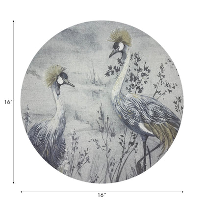 Crested Crane Silver Gold 16&quot; Round Pebble Placemats, Set of 4 - nicolettemayer.com
