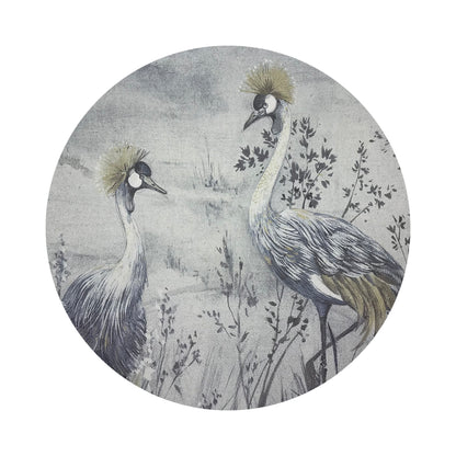 Crested Crane Silver Gold 16&quot; Round Pebble Placemats, Set of 4 - nicolettemayer.com

