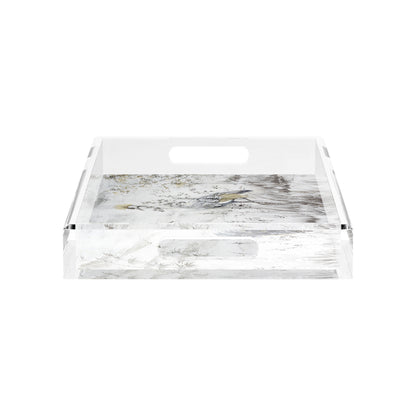 Crested Crane Silver Gold 17X10.5 Acrylic Tray - nicolettemayer.com
