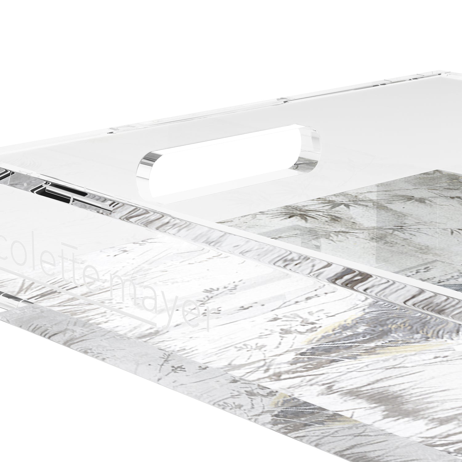 Crested Crane Silver Gold 17X10.5 Acrylic Tray - nicolettemayer.com
