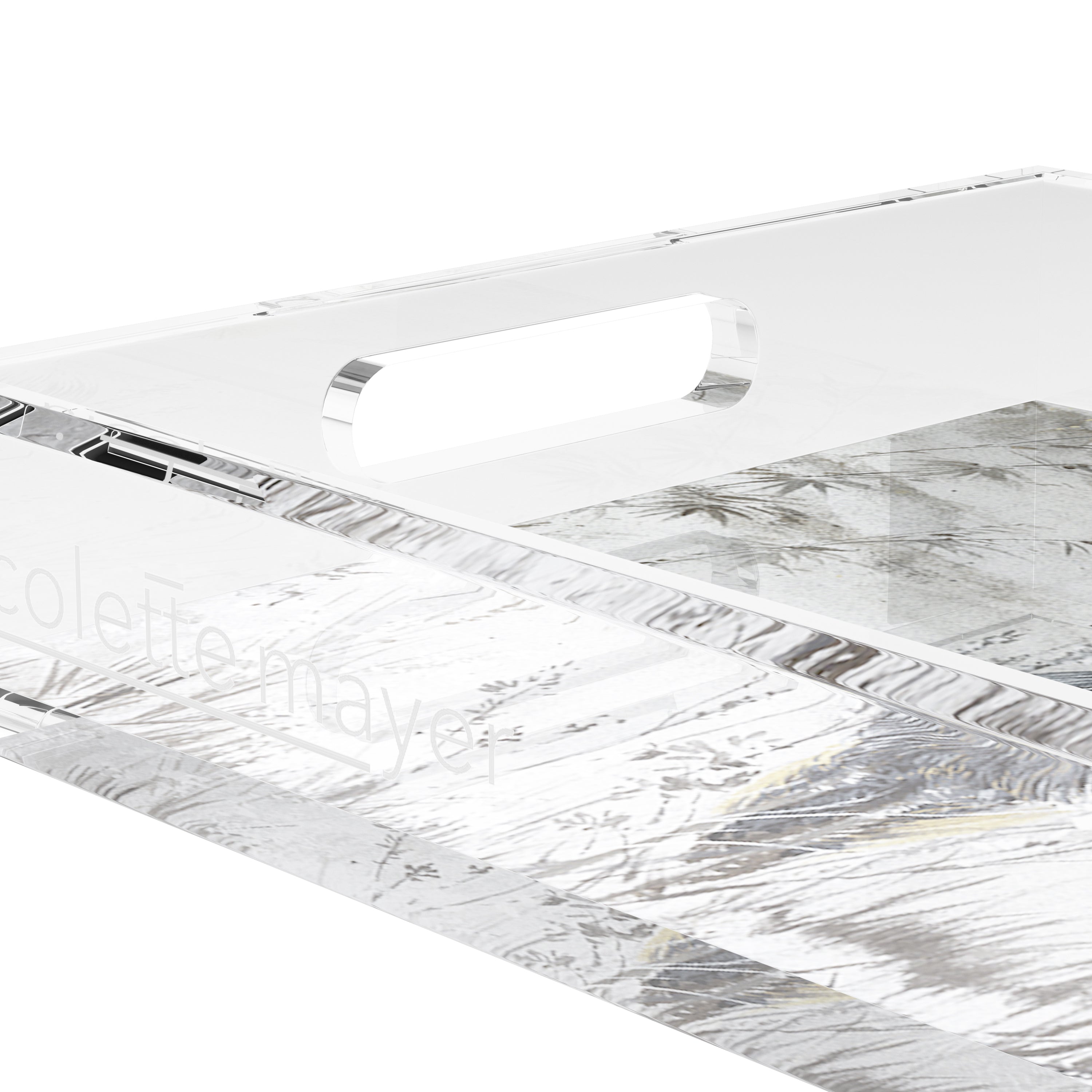 Crested Crane Silver Gold 17X10.5 Acrylic Tray - nicolettemayer.com
