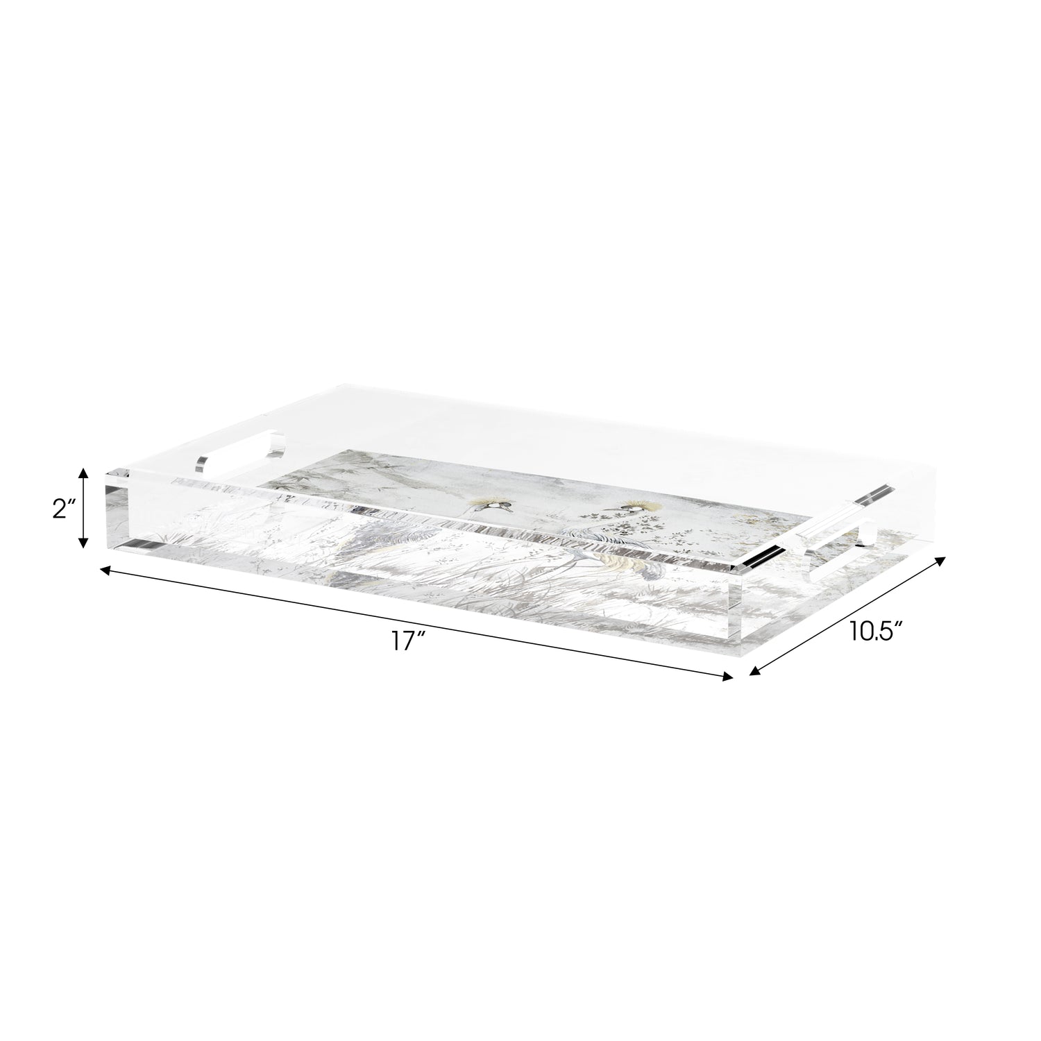 Crested Crane Silver Gold 17X10.5 Acrylic Tray - nicolettemayer.com
