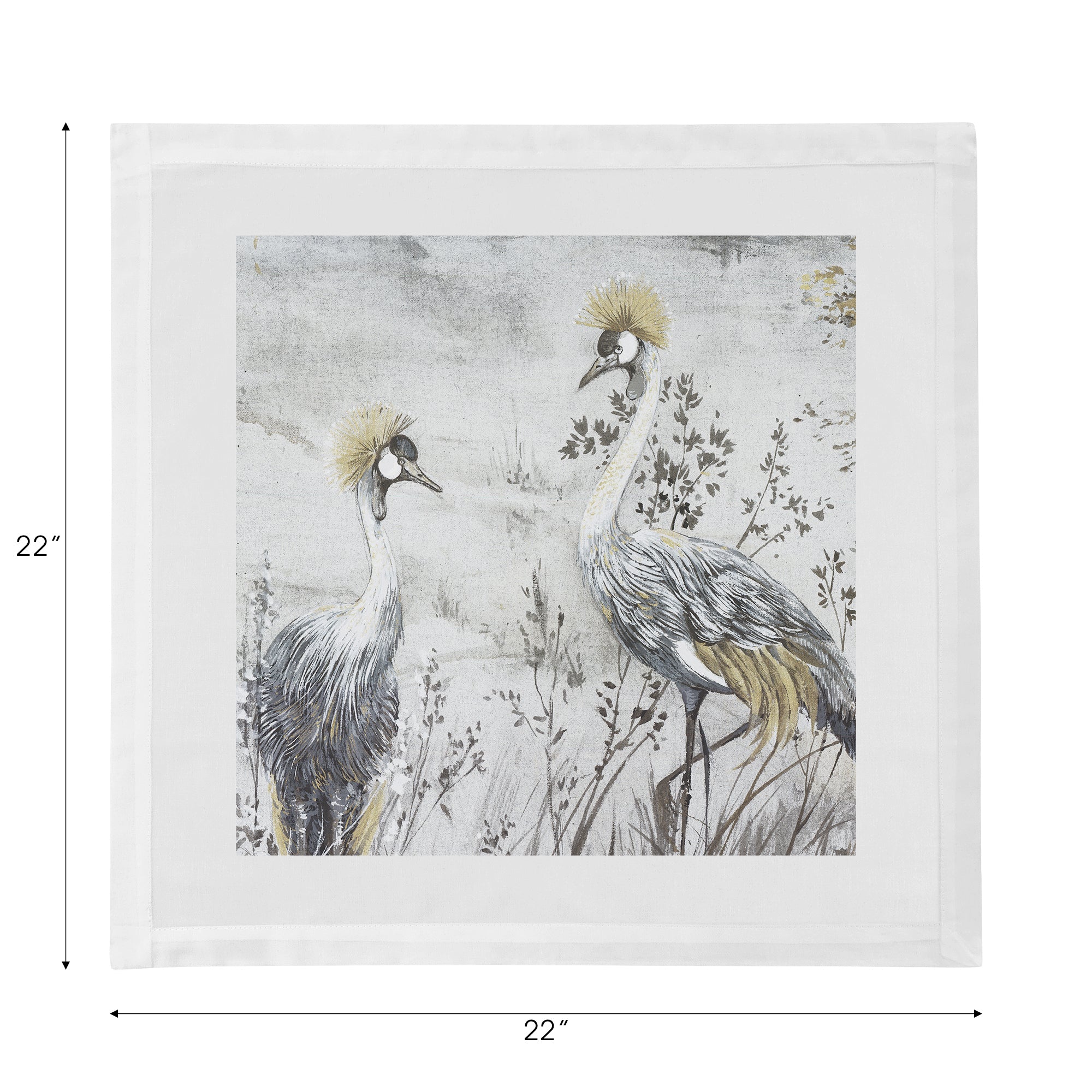 Crested Crane Silver Gold Cotton Sateen Dinner Napkins - nicolettemayer.com