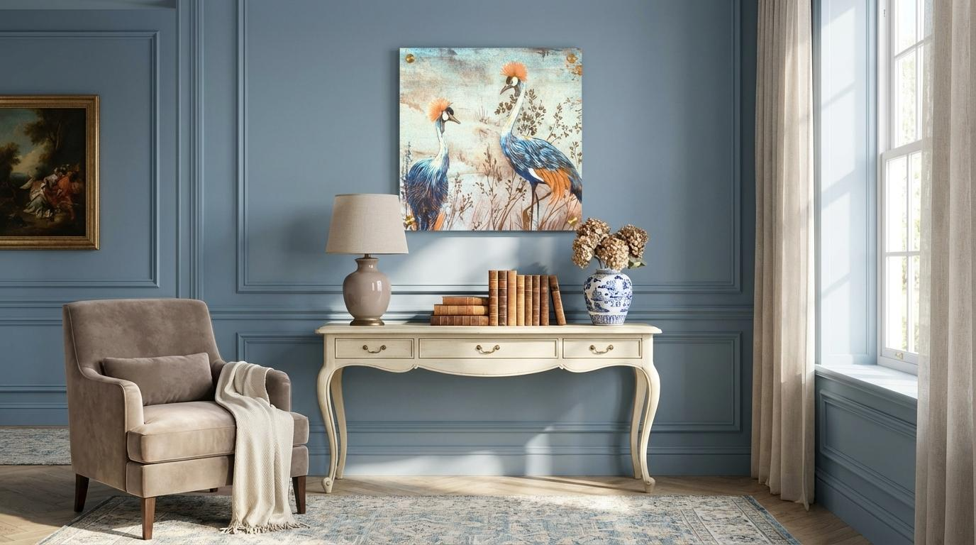 Crested Crane Burnt – 36x36" Modern Acrylic Wall Art - nicolettemayer.com