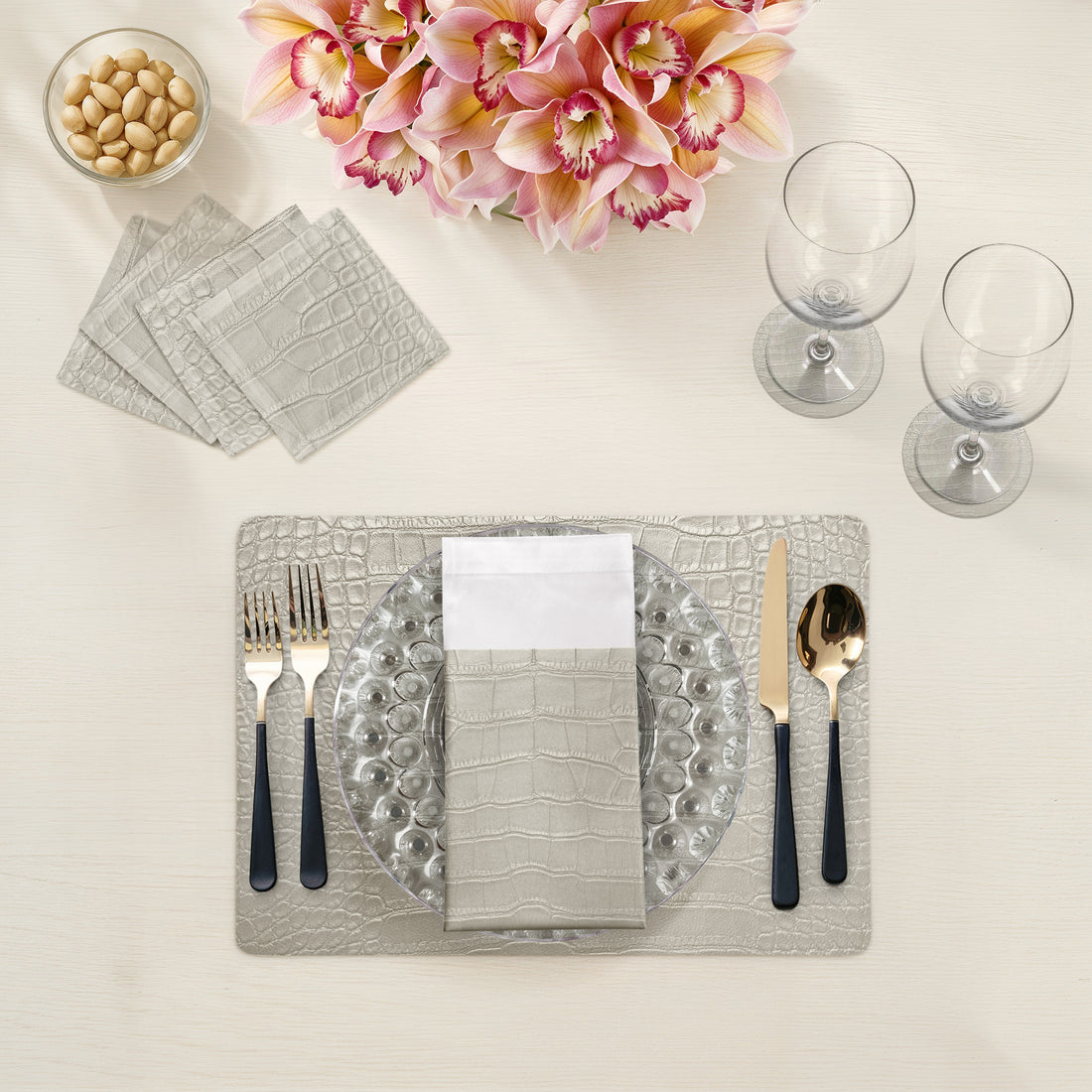 Sets de table rectangulaires Crocodile Alabaster 17,5 po, lot de 4