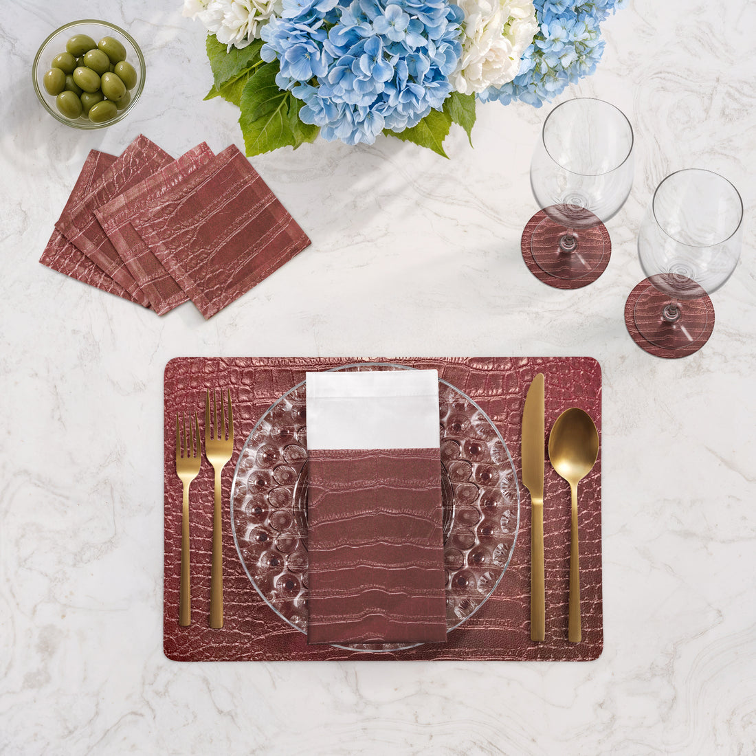 Sets de table rectangulaires Crocodile Copper 17,5 po, lot de 4