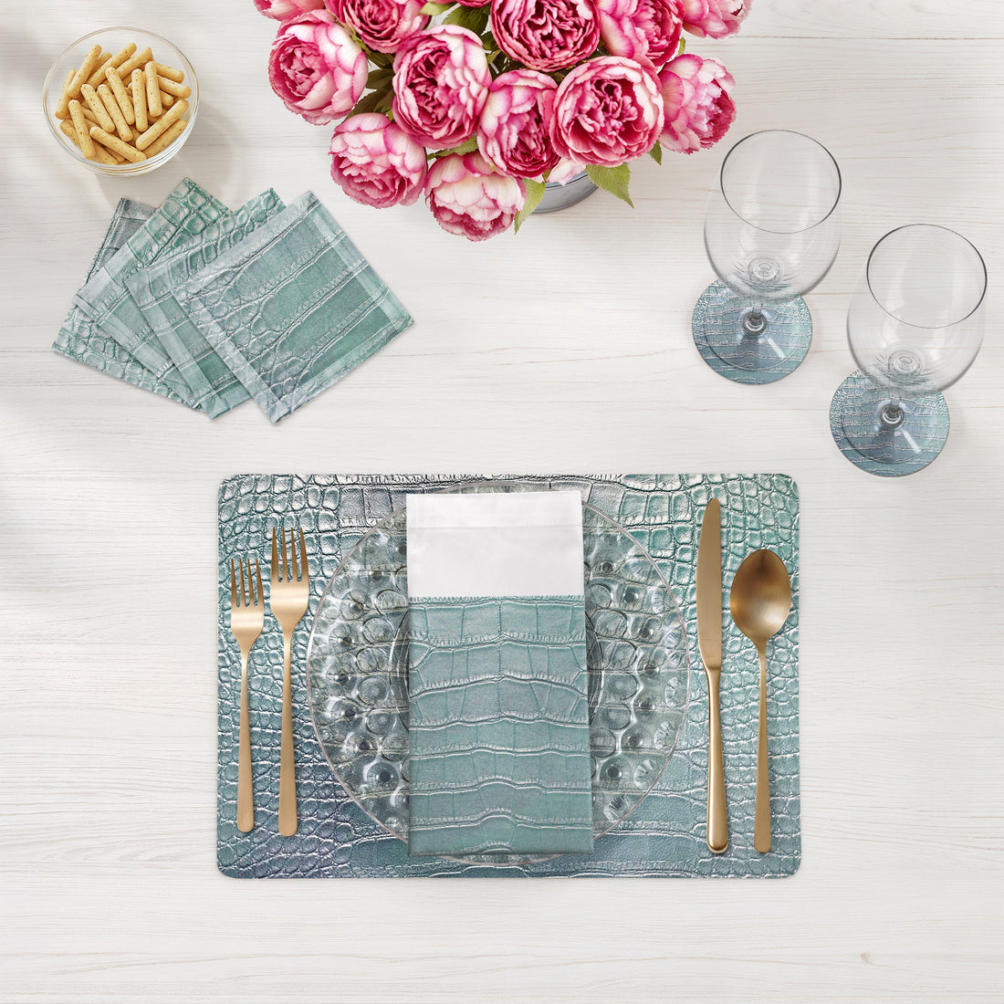 Crocodile Ice 17.5" Rectangle Pebble Placemat, Set Of 4 - nicolettemayer.com