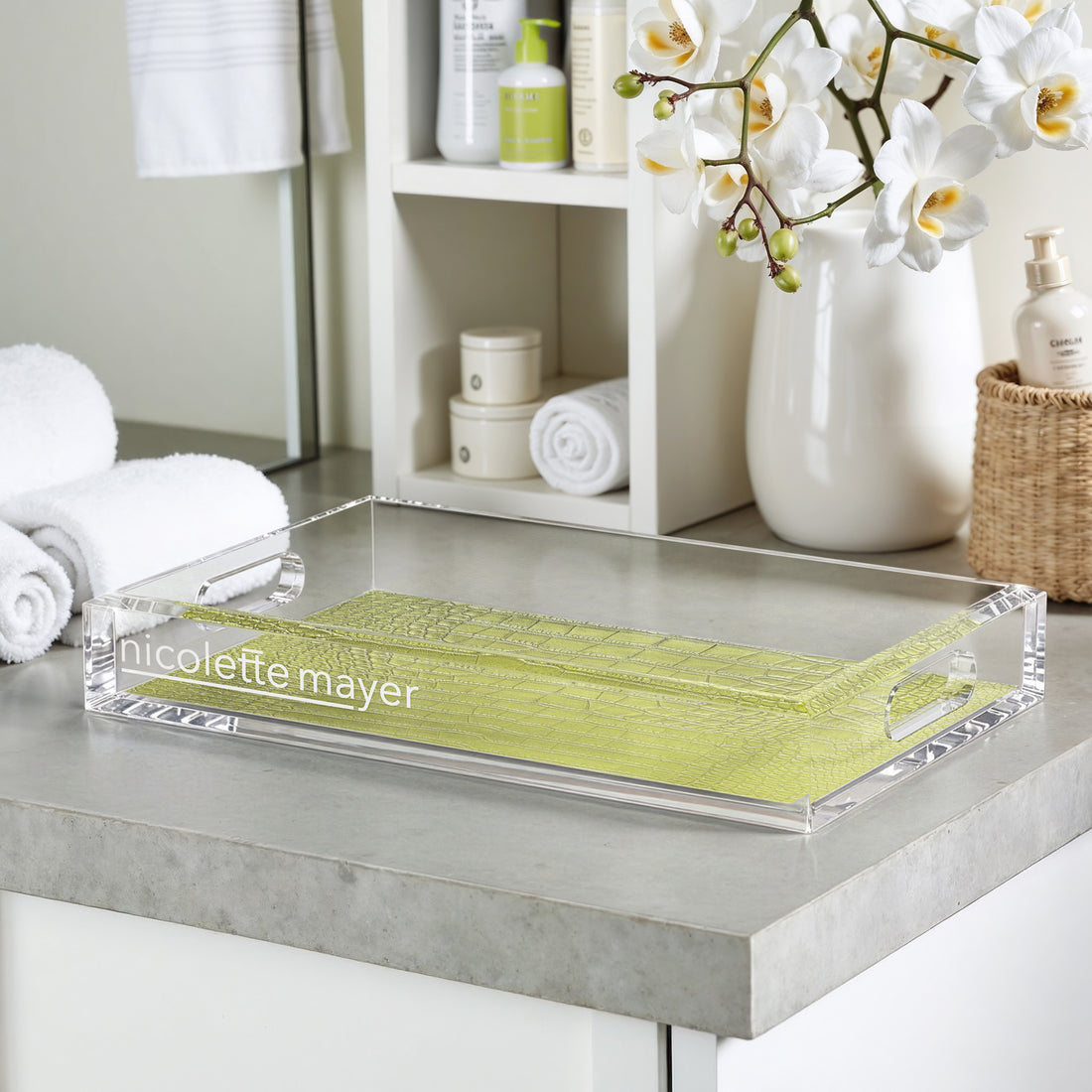 Crocodile Key Lime 12.5X7.75 Acrylic Tray - nicolettemayer.com
