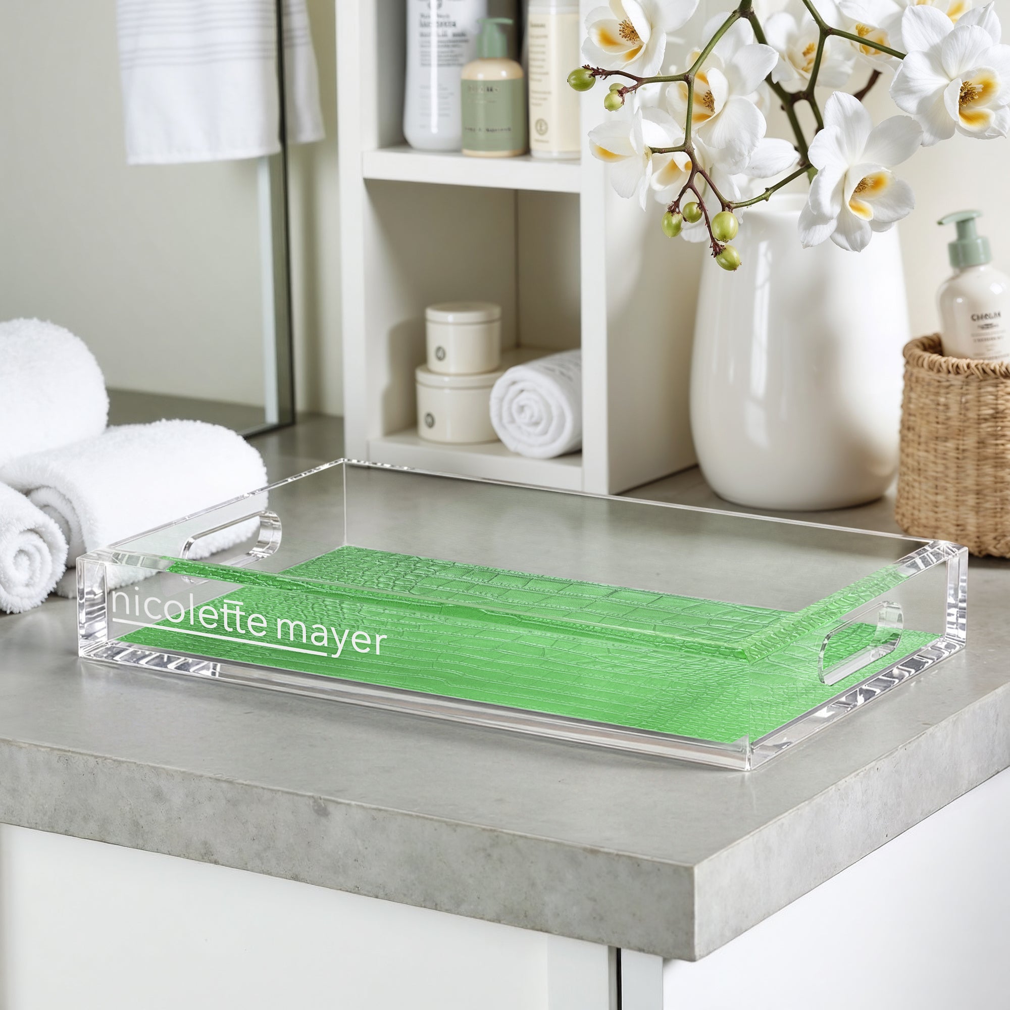 Crocodile Weatherly Green 12.5X7.75 Acrylic Tray - nicolettemayer.com
