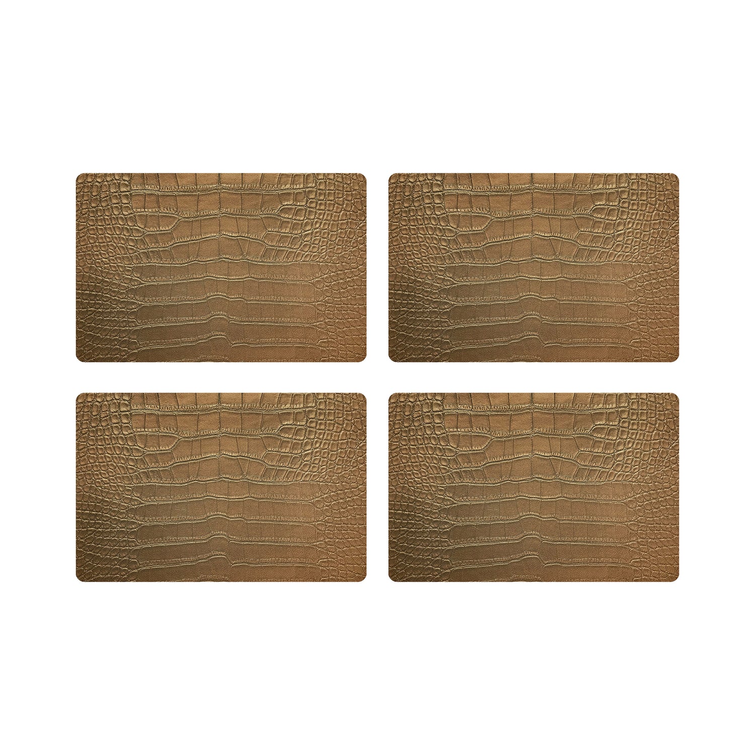 Crocodile Aves Gold 17.5&quot; Rectangle Pebble Placemat, Set Of 4 - nicolettemayer.com

