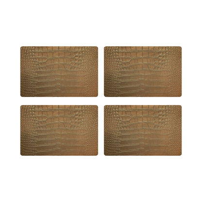 Crocodile Aves Gold 17.5&quot; Rectangle Pebble Placemat, Set Of 4 - nicolettemayer.com
