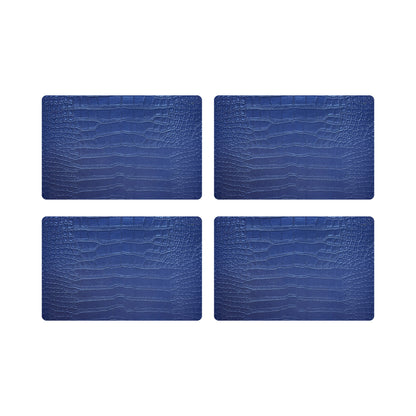 Crocodile Kyoto Blue 17.5&quot; Rectangle Pebble Placemat, Set Of 4 - nicolettemayer.com
