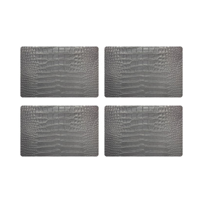 Crocodile Silver 17.5&quot; Rectangle Pebble Placemat, Set Of 4 - nicolettemayer.com
