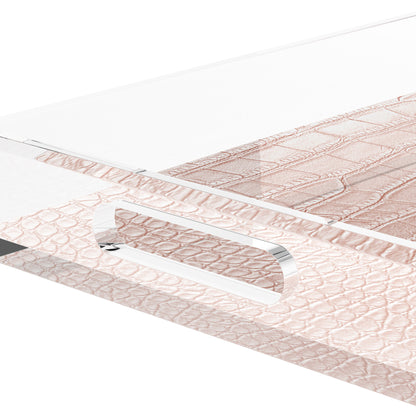 Crocodile Cameo Rose Gold 12.5X7.75 Acrylic Tray - nicolettemayer.com
