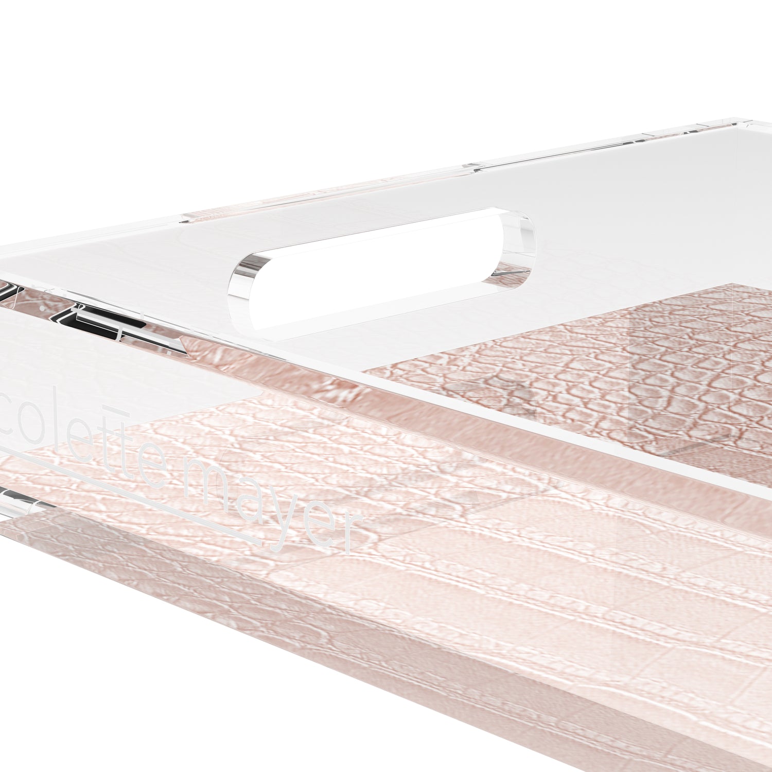 Crocodile Cameo Rose Gold 12.5X7.75 Acrylic Tray - nicolettemayer.com
