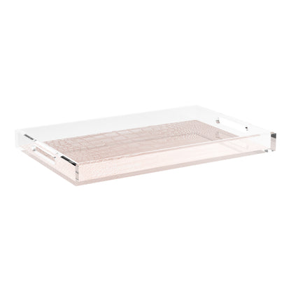 Crocodile Cameo Rose Gold 22.5X14.5 Acrylic Tray - nicolettemayer.com

