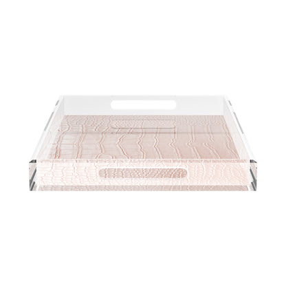 Crocodile Cameo Rose Gold 22.5X14.5 Acrylic Tray - nicolettemayer.com
