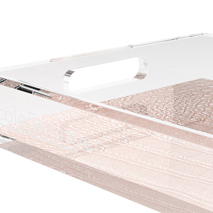 Crocodile Cameo Rose Gold 22.5X14.5 Acrylic Tray - nicolettemayer.com
