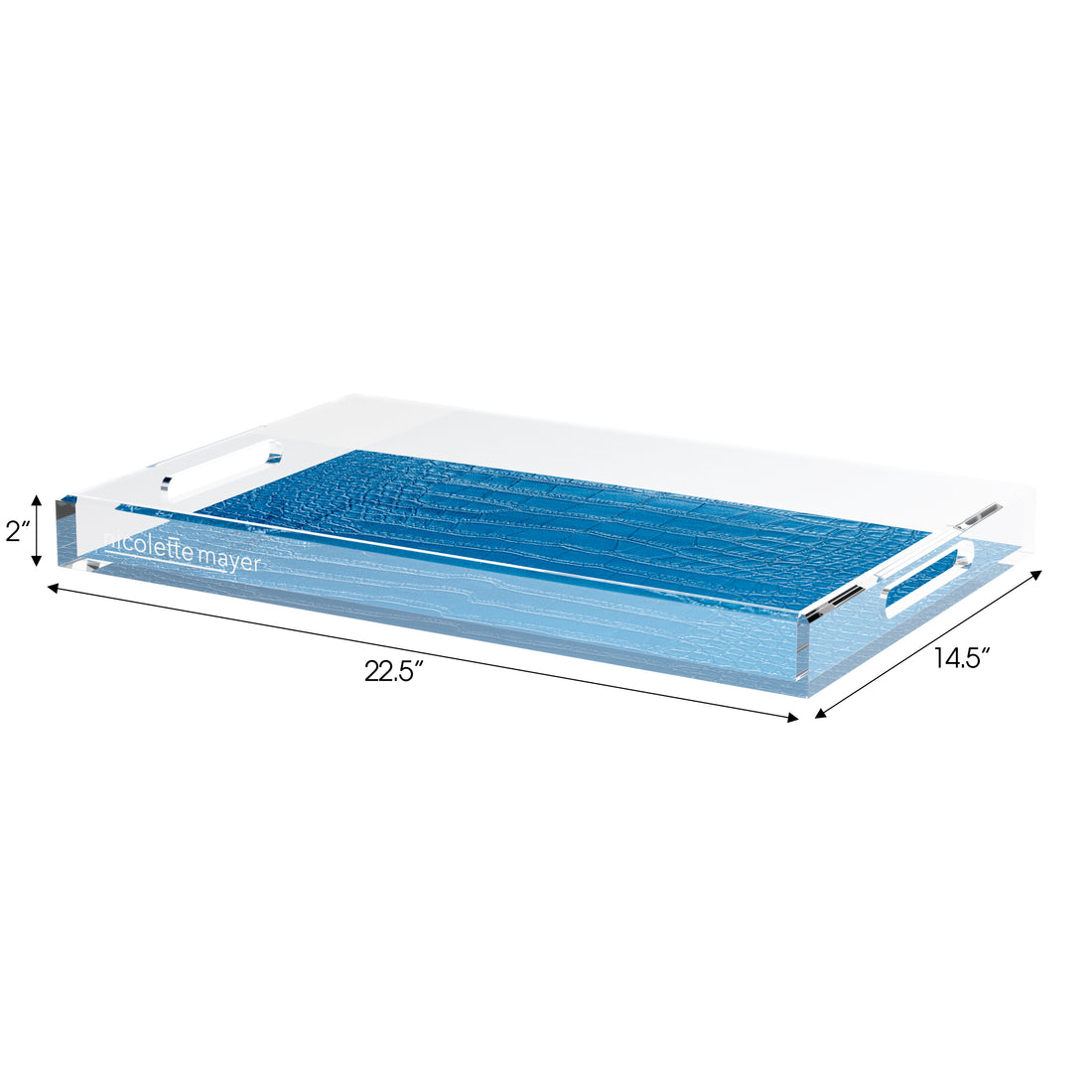 Crocodile Kyoto Blue 22.5X14.5 Acrylic Tray - nicolettemayer.com
