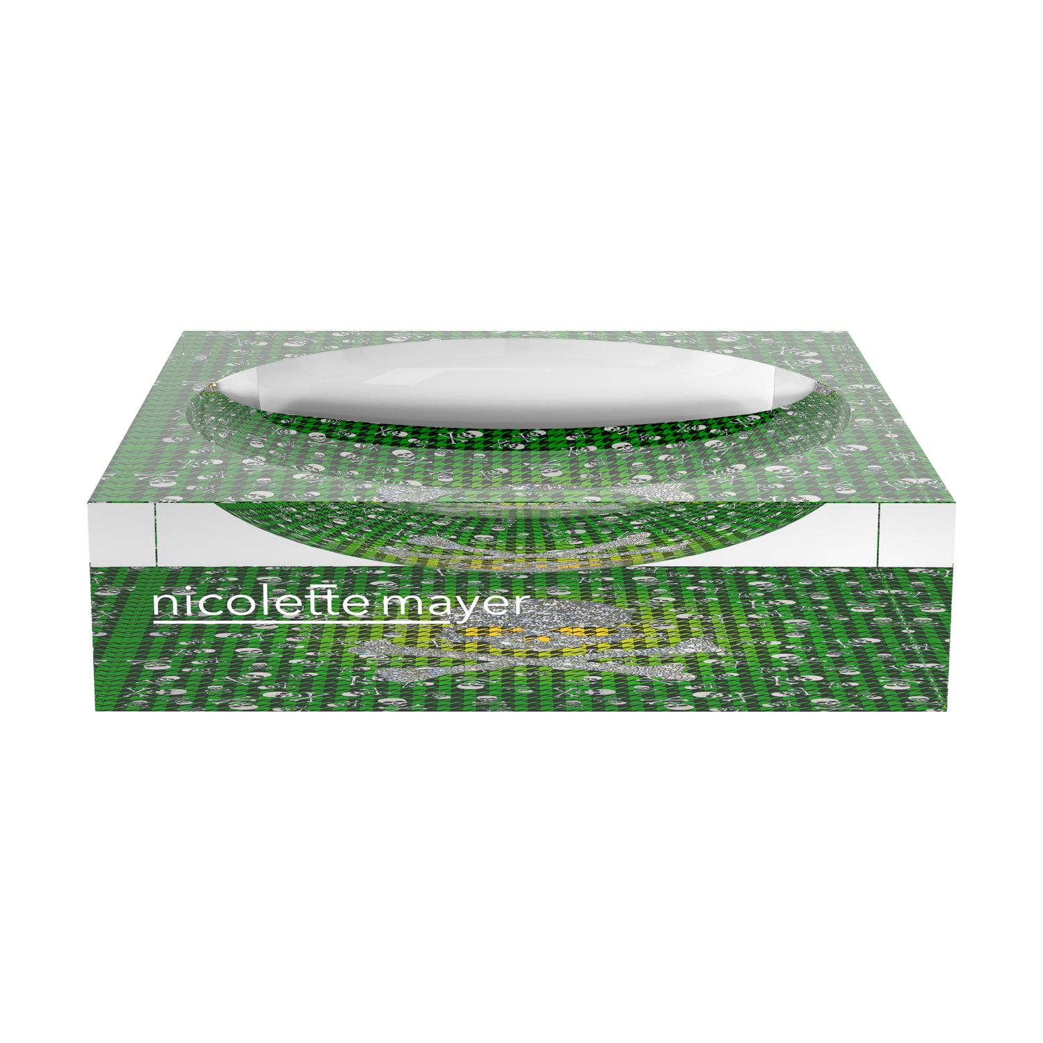 CrossBones Houndstooth Yellow Green Acrylic Candy Catchall Dish - nicolettemayer.com