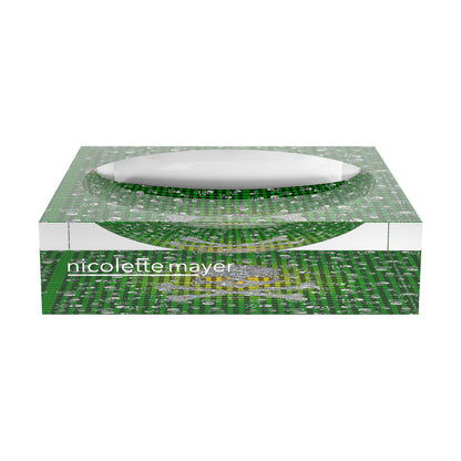 CrossBones Houndstooth Yellow Green Acrylic Candy Catchall Dish - nicolettemayer.com
