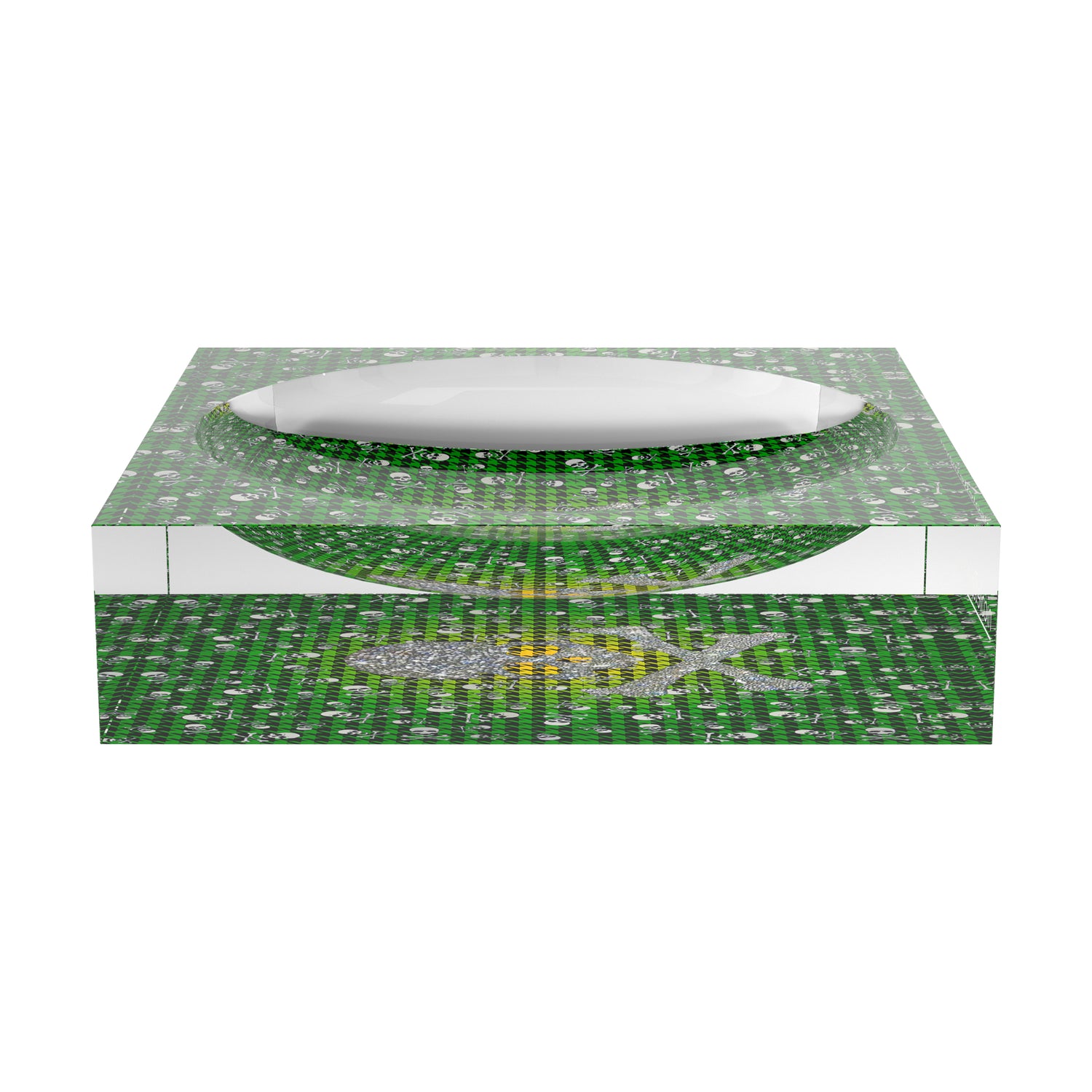 CrossBones Houndstooth Yellow Green Acrylic Candy Catchall Dish - nicolettemayer.com
