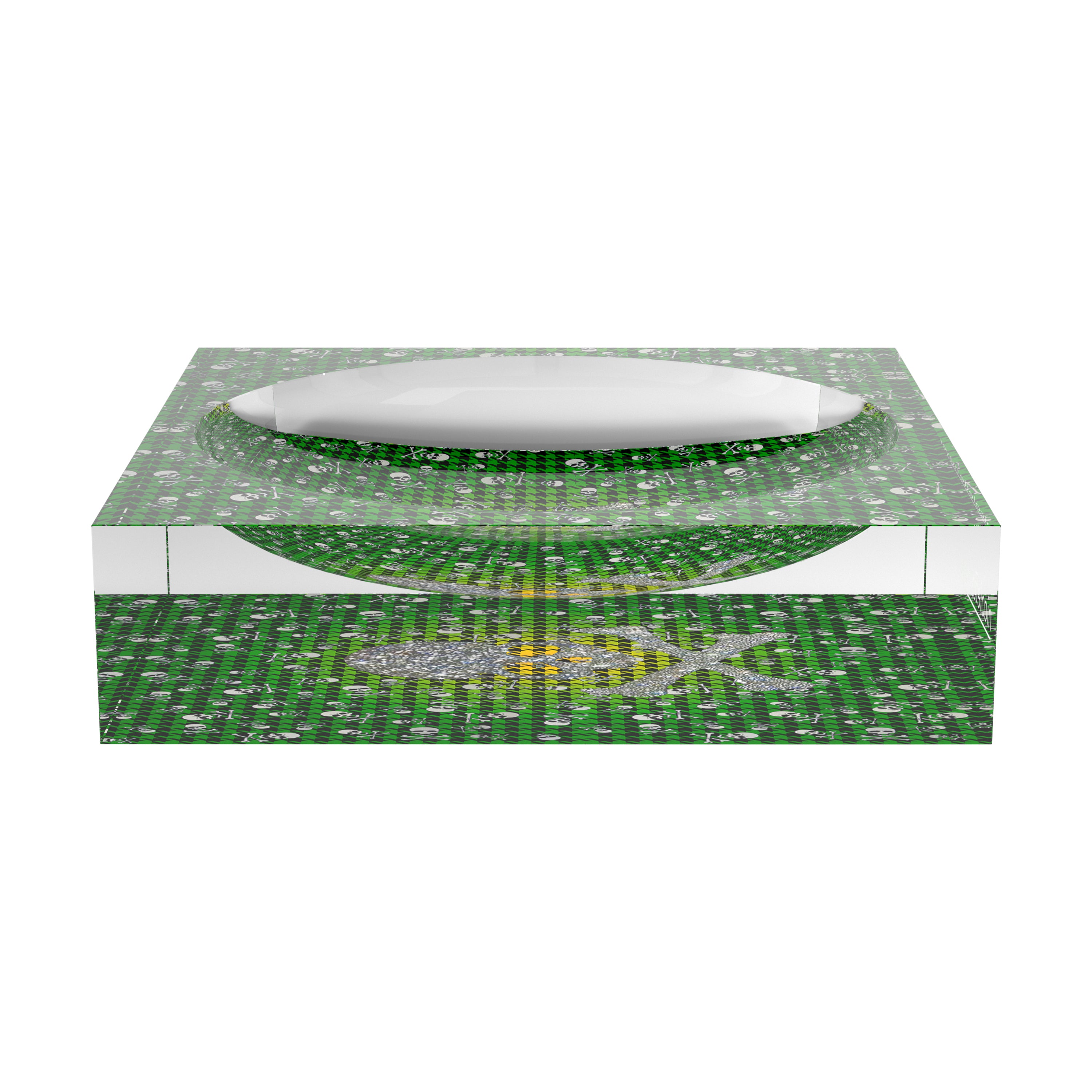 CrossBones Houndstooth Yellow Green Acrylic Candy Catchall Dish - nicolettemayer.com