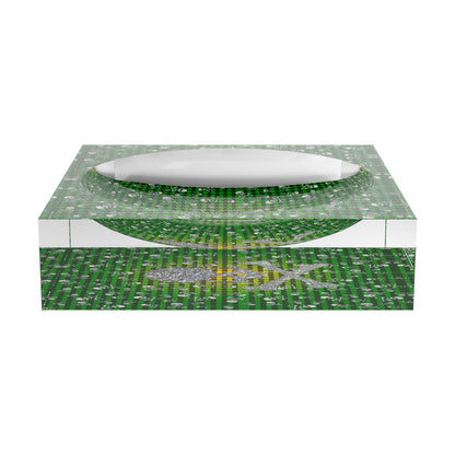 CrossBones Houndstooth Yellow Green Acrylic Candy Catchall Dish - nicolettemayer.com
