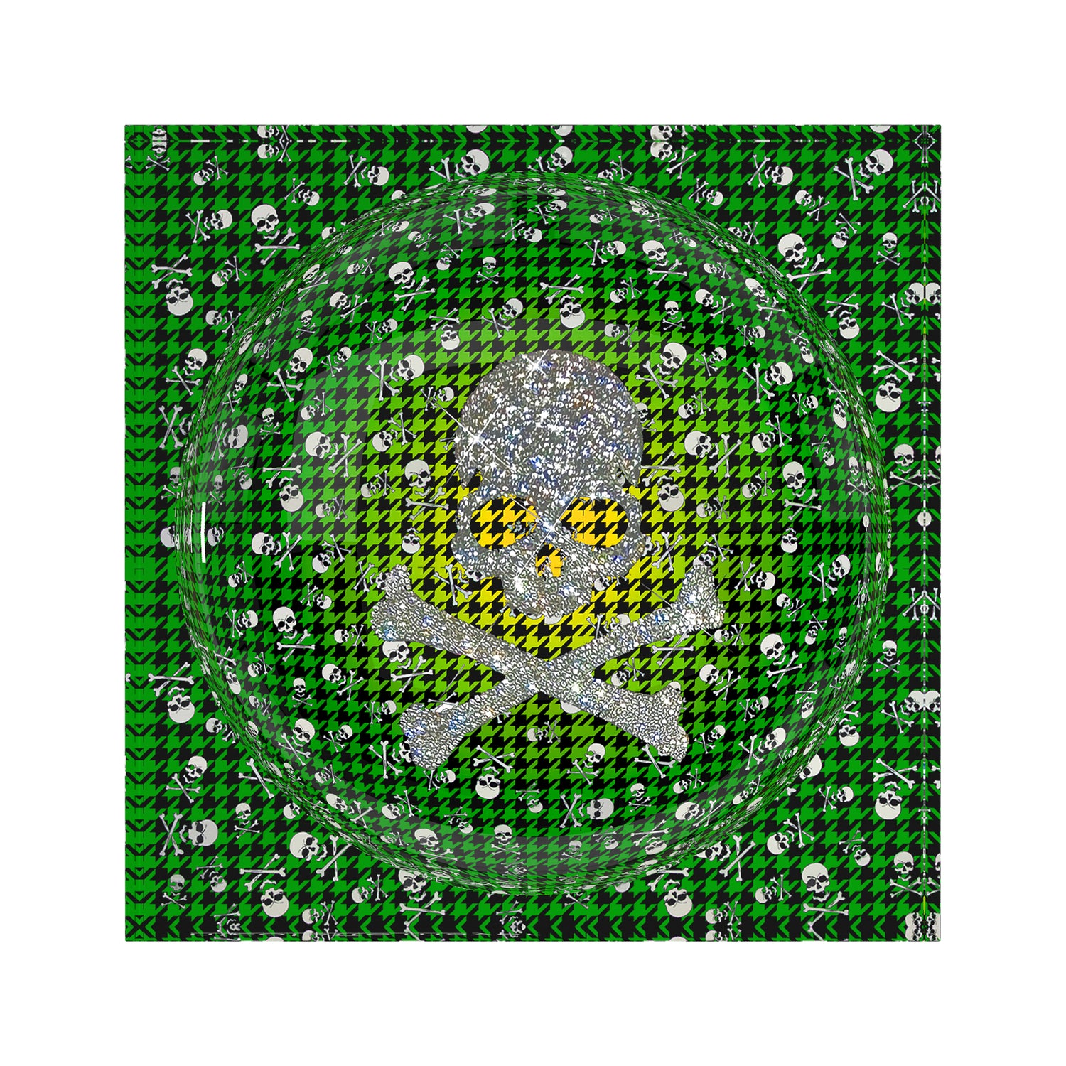 CrossBones Houndstooth Yellow Green Acrylic Candy Catchall Dish - nicolettemayer.com