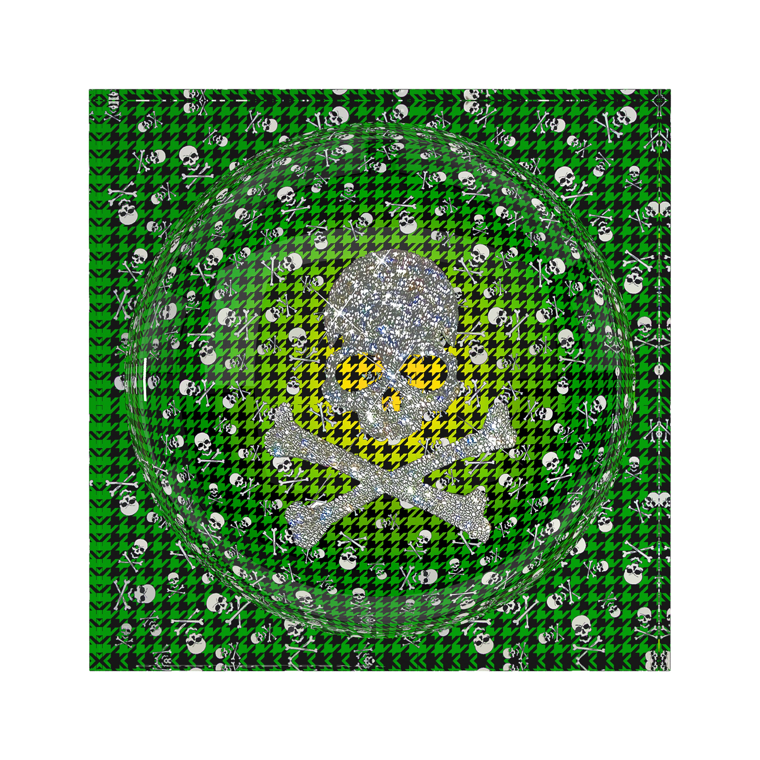 CrossBones Houndstooth Yellow Green Acrylic Candy Catchall Dish - nicolettemayer.com