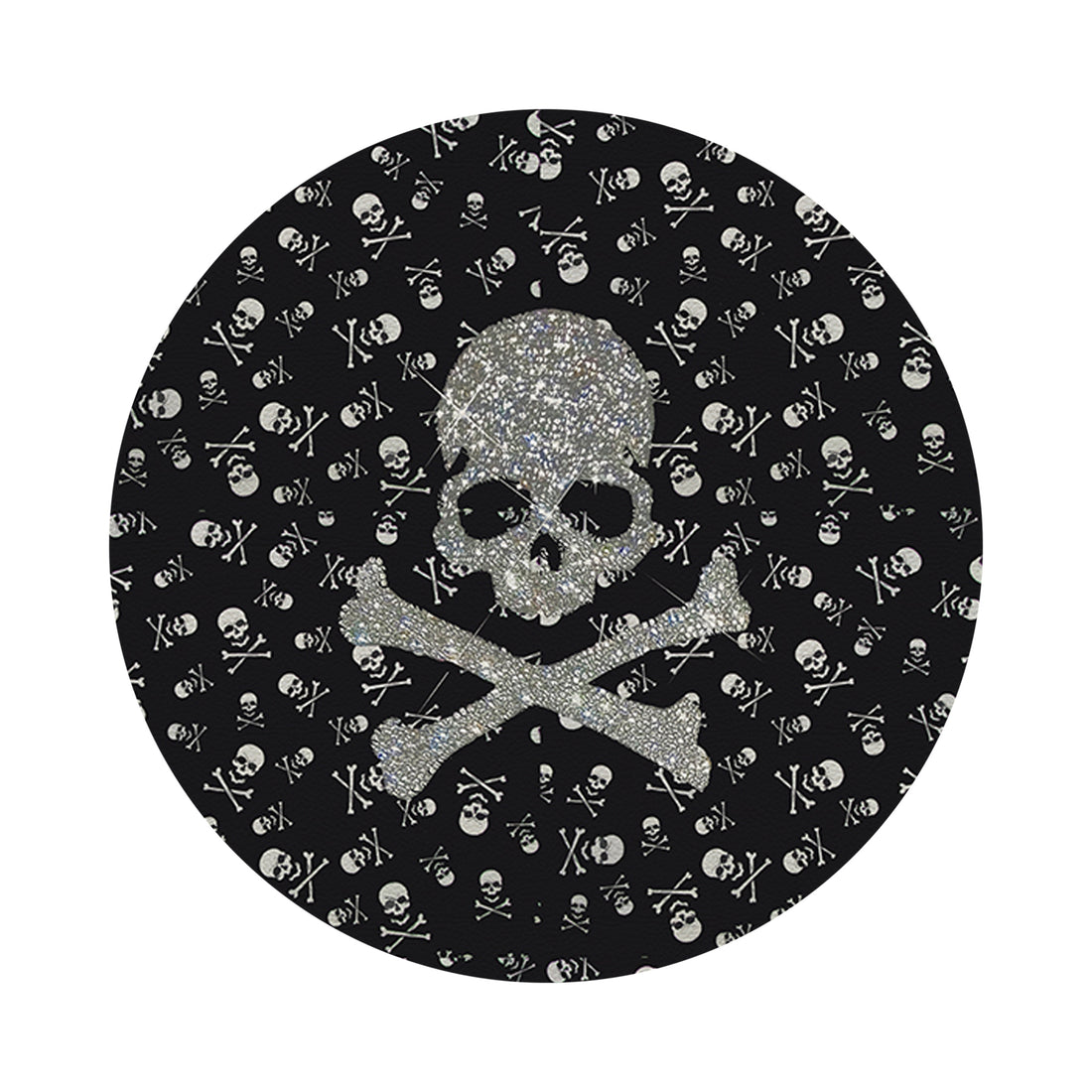 Crossbones Large Black 16&quot; Round Pebble Placemat Set of 4 - nicolettemayer.com
