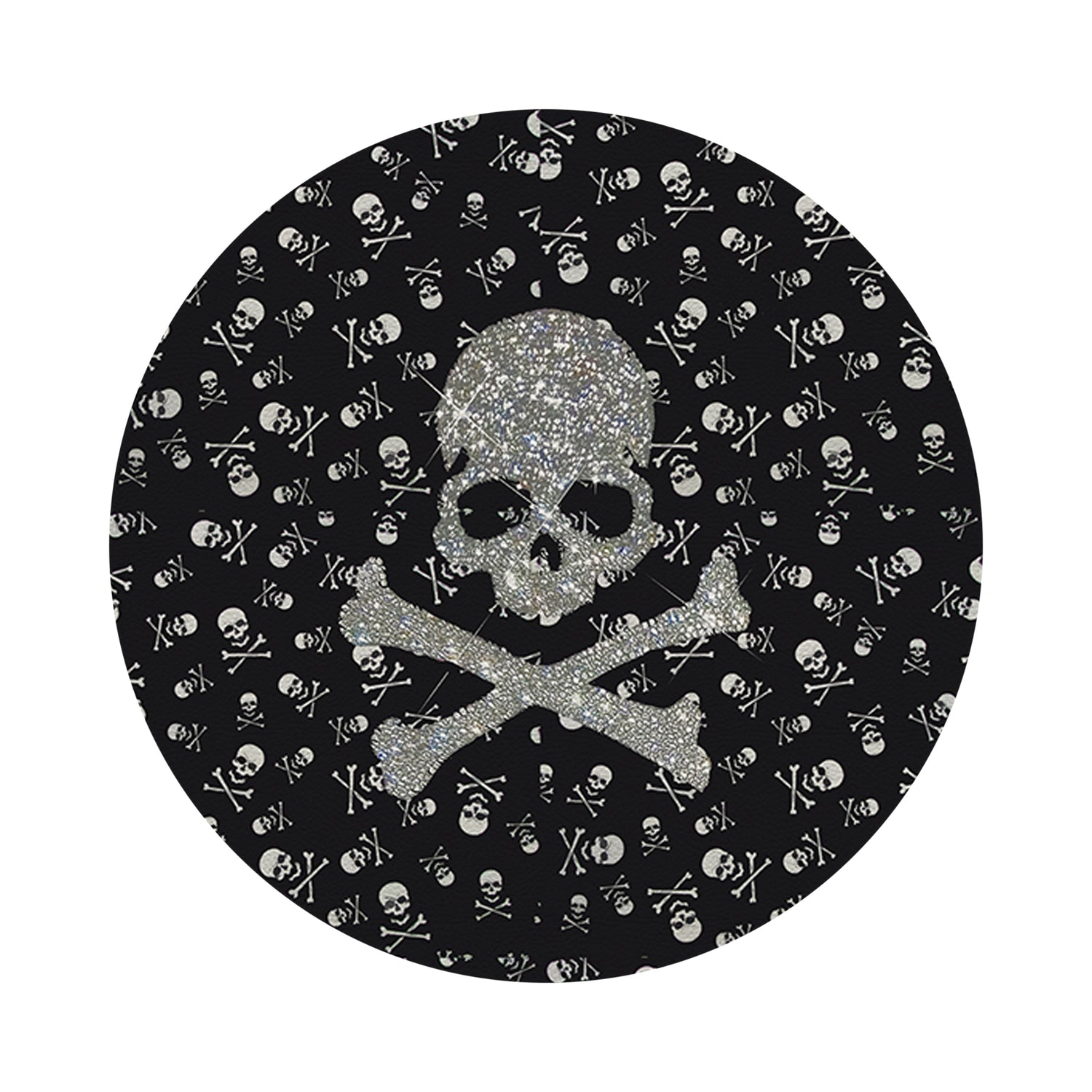 Crossbones Large Black 16&quot; Round Pebble Placemat Set of 4 - nicolettemayer.com