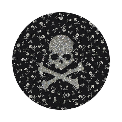 Crossbones Large Black 16&quot; Round Pebble Placemat Set of 4 - nicolettemayer.com