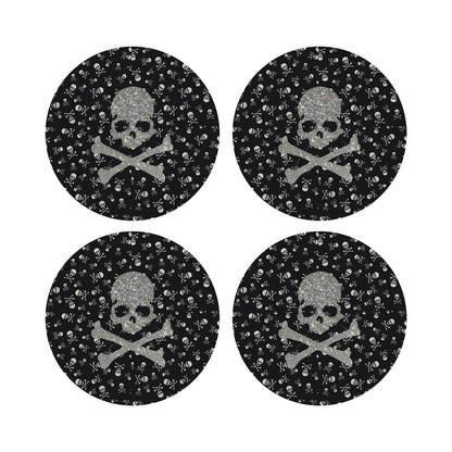 Crossbones Large Black 16&quot; Round Pebble Placemat Set of 4 - nicolettemayer.com