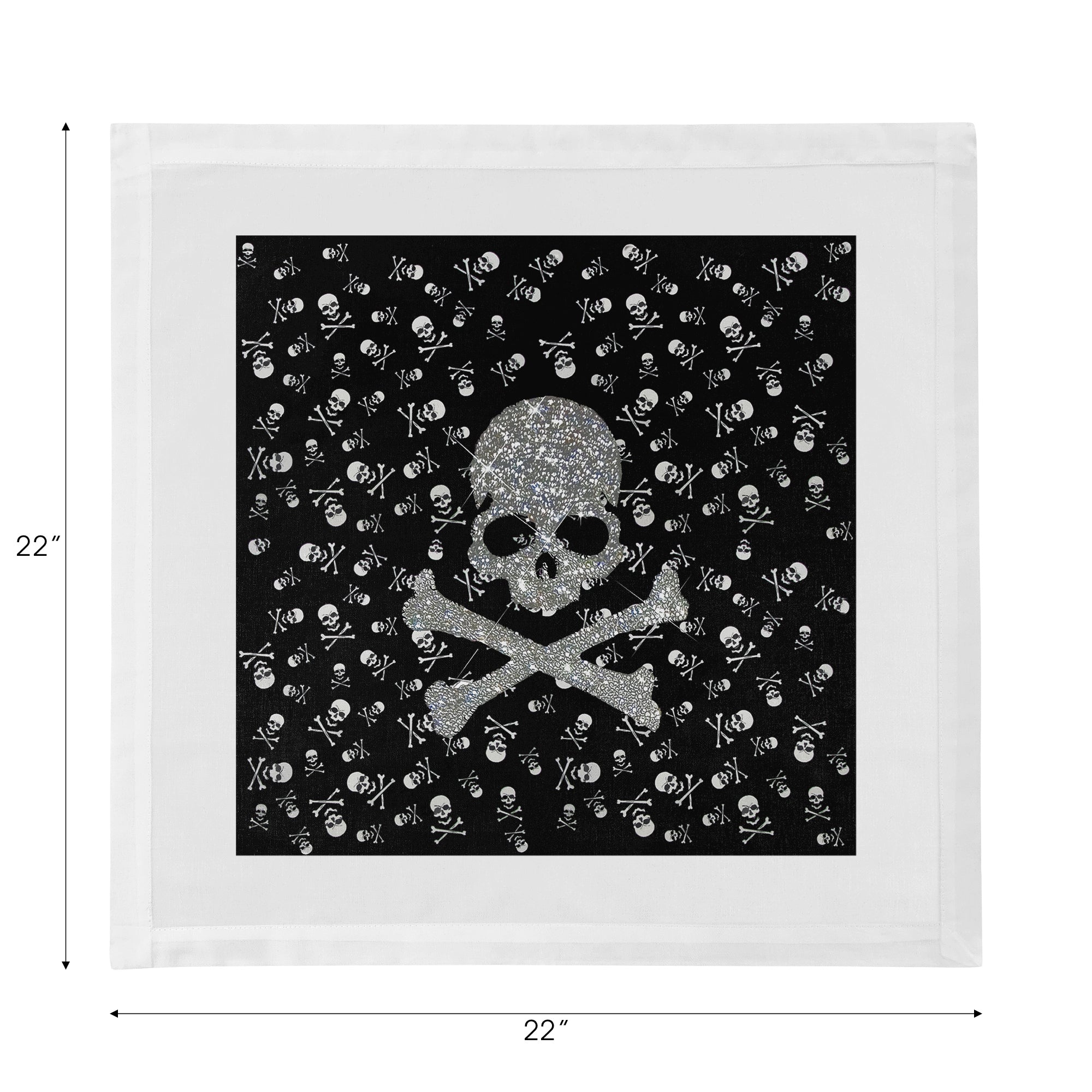 Crossbones Large Black Cotton Sateen Dinner Napkins - nicolettemayer.com