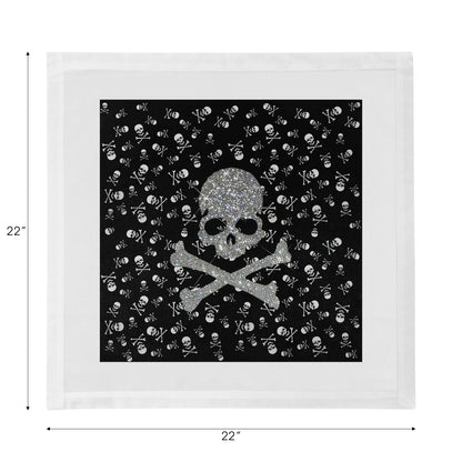 Crossbones Large Black Cotton Sateen Dinner Napkins - nicolettemayer.com