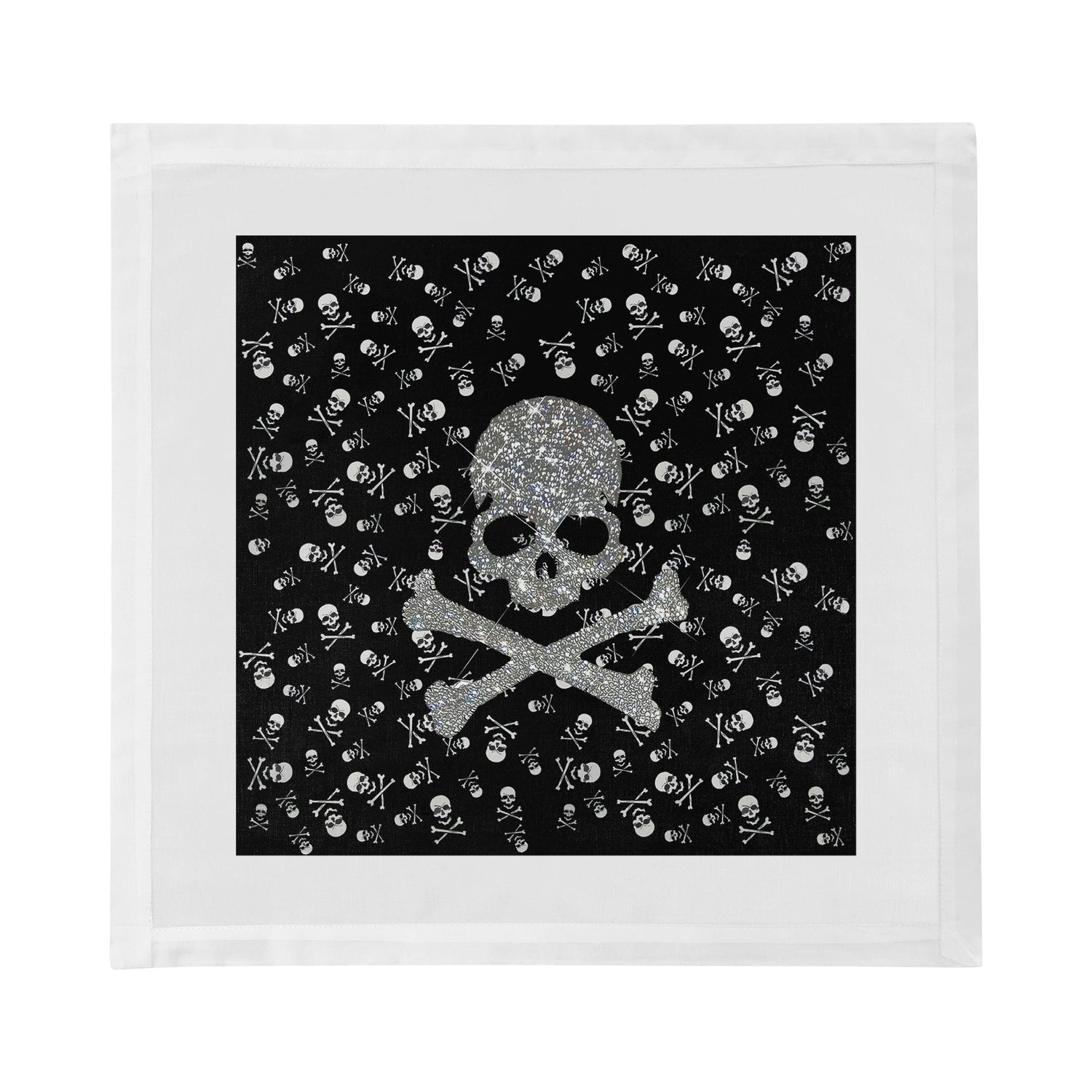 Crossbones Large Black Cotton Sateen Dinner Napkins - nicolettemayer.com